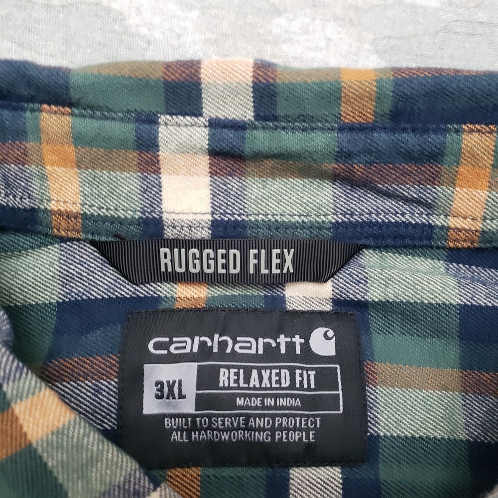 Carhartt Shirt Mens 3XL Green Flanel Relaxed Fit Long Sleeve Button-Up NWT Plaid - Picture 5 of 10
